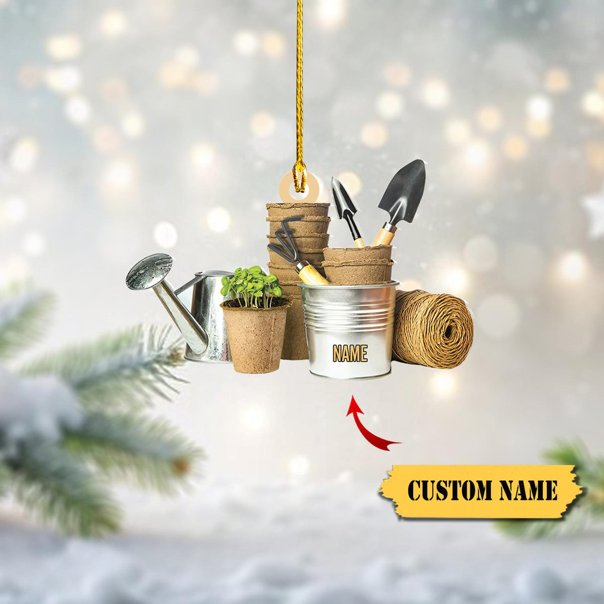 Love Garden Custom Shaped Ornament Acrylic Christmas Gift,Flat 2D Ornament Acrylic,, Gardening Lover Gift,Christmas Tree Hanging Decor
