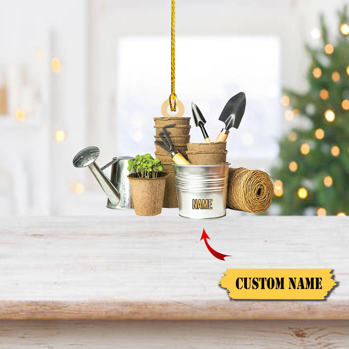Love Garden Custom Shaped Ornament Acrylic Christmas Gift,Flat 2D Ornament Acrylic,, Gardening Lover Gift,Christmas Tree Hanging Decor