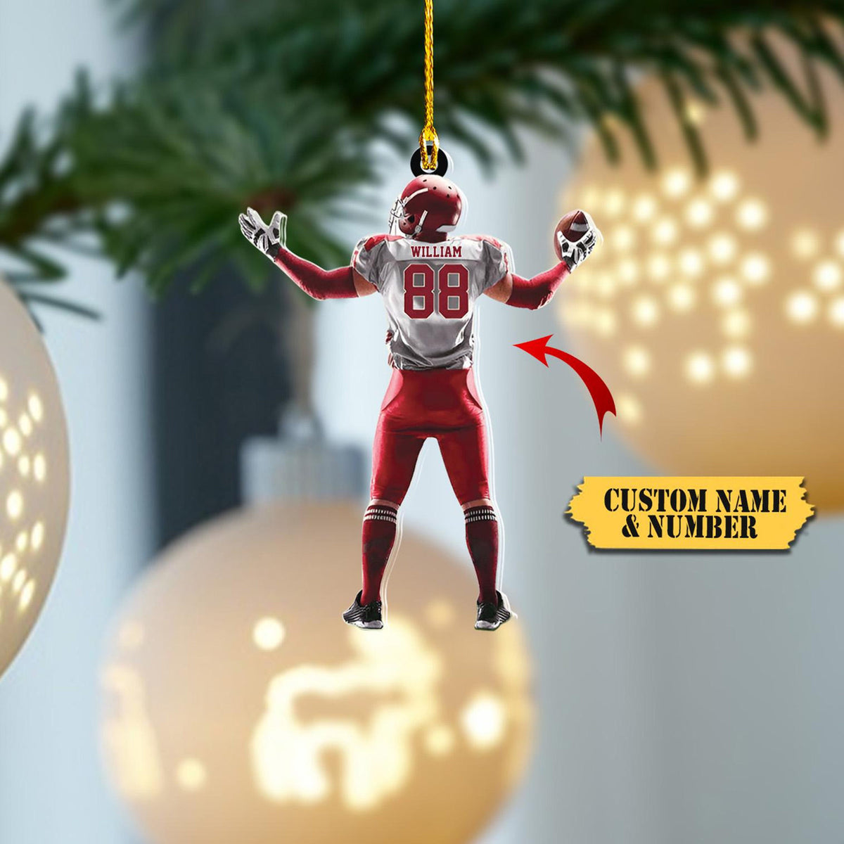 American Football Personalized Christmas Ornament 2D, Christmas Gift For Football Player, Football Lover, ,Sport Lover Gift, Football Player