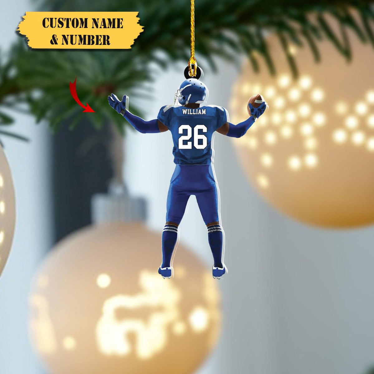 American Football Personalized Christmas Ornament 2D, Christmas Gift For Football Player, Football Lover, ,Sport Lover Gift, Football Player