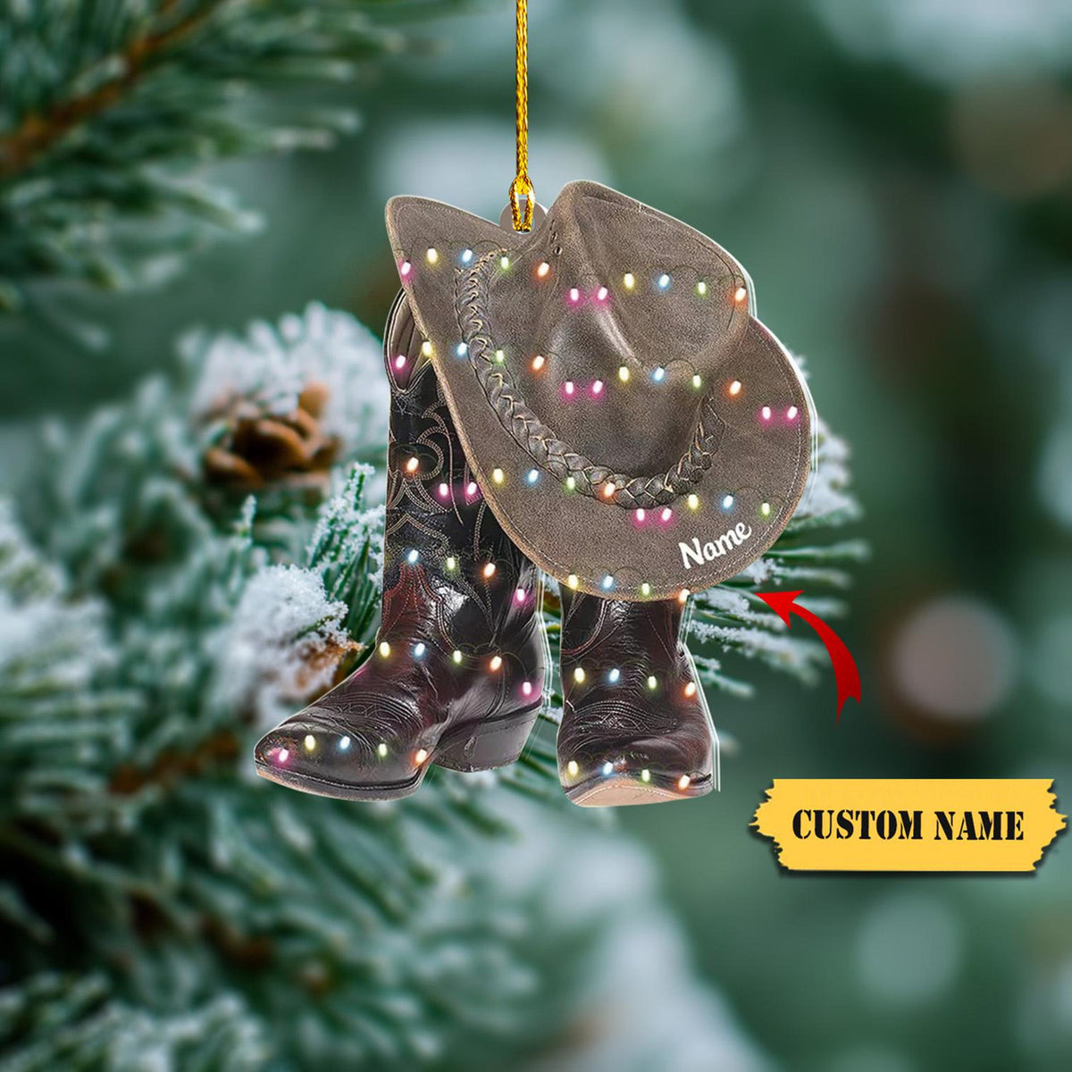 Cowboy Hat And Boots Christmas Light Ornament, Custom Car Ornament,  Boots And Hat Ornament, Cowboy Boots Christmas Ornament Christmas Gift