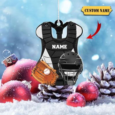 Baseball Catcher Chest Protector And Helmet Christmas Ornament 2D, Baseball Player Ornament Christmas Gift, 2D Ornament Christmas Gift
