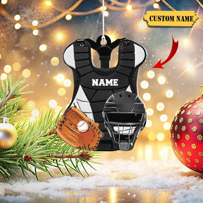 Baseball Catcher Chest Protector And Helmet Christmas Ornament 2D, Baseball Player Ornament Christmas Gift, 2D Ornament Christmas Gift