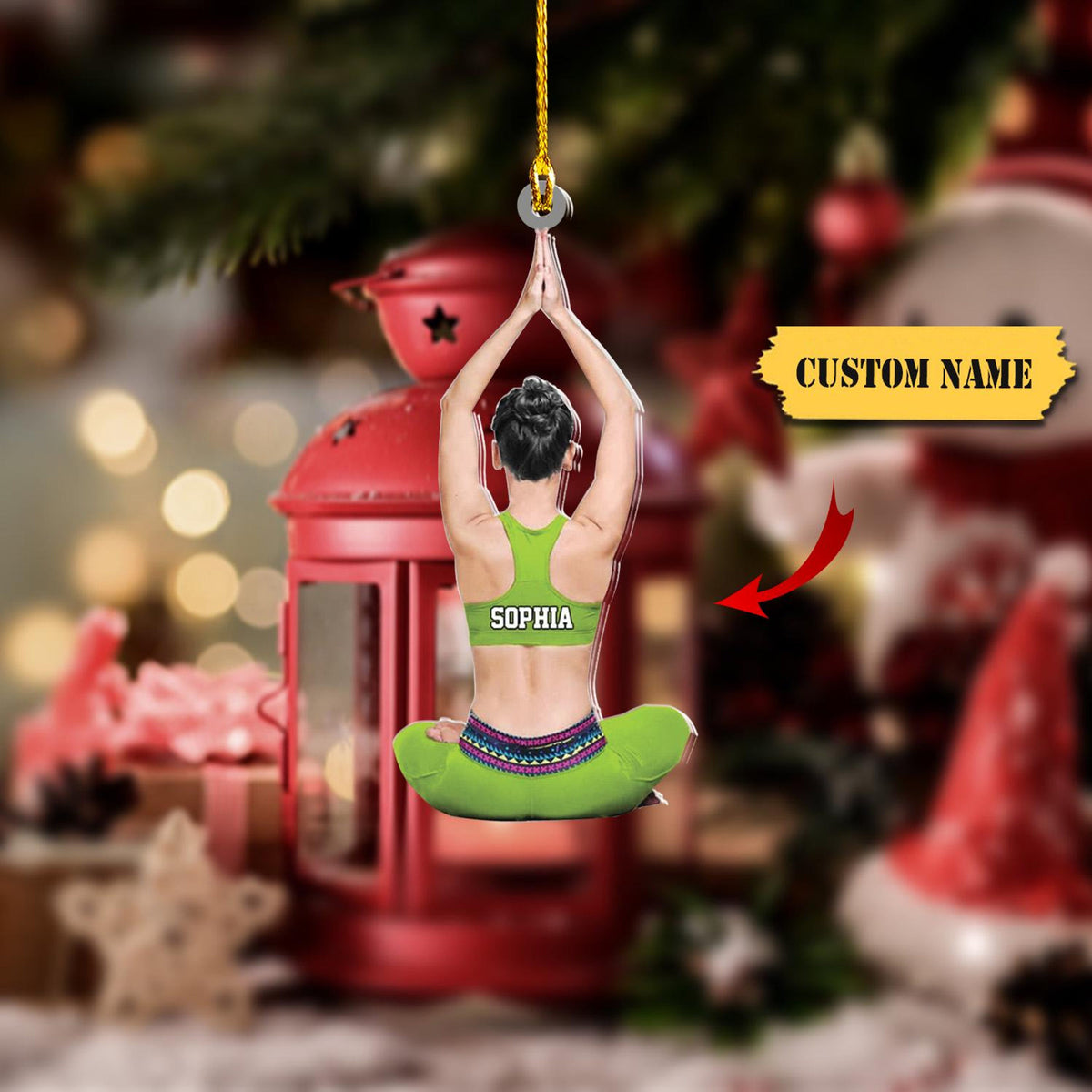 Yoga Ornament, Personalized Yoga With Uniform Christmas Acrylic Flat Ornament, Gifts For Yoga Lovers, Wife, Friend, 2D Ornament Christmas Gift