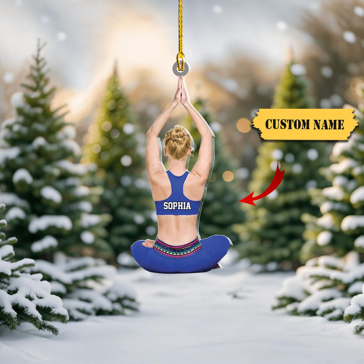 Yoga Ornament, Personalized Yoga With Uniform Christmas Acrylic Flat Ornament, Gifts For Yoga Lovers, Wife, Friend, 2D Ornament Christmas Gift