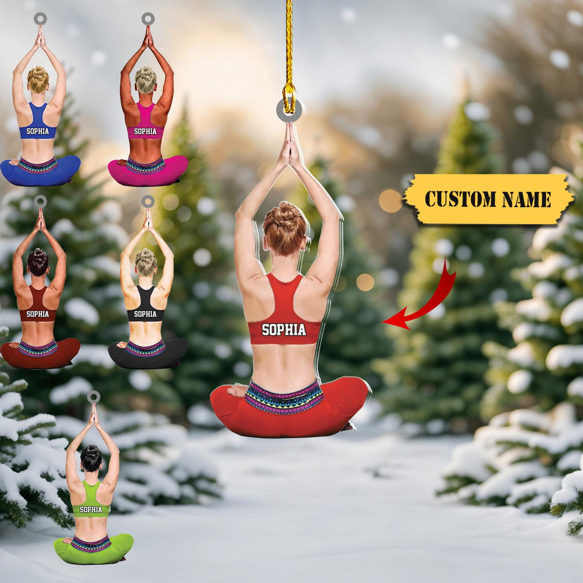 Yoga Ornament, Personalized Yoga With Uniform Christmas Acrylic Flat Ornament, Gifts For Yoga Lovers, Wife, Friend, 2D Ornament Christmas Gift