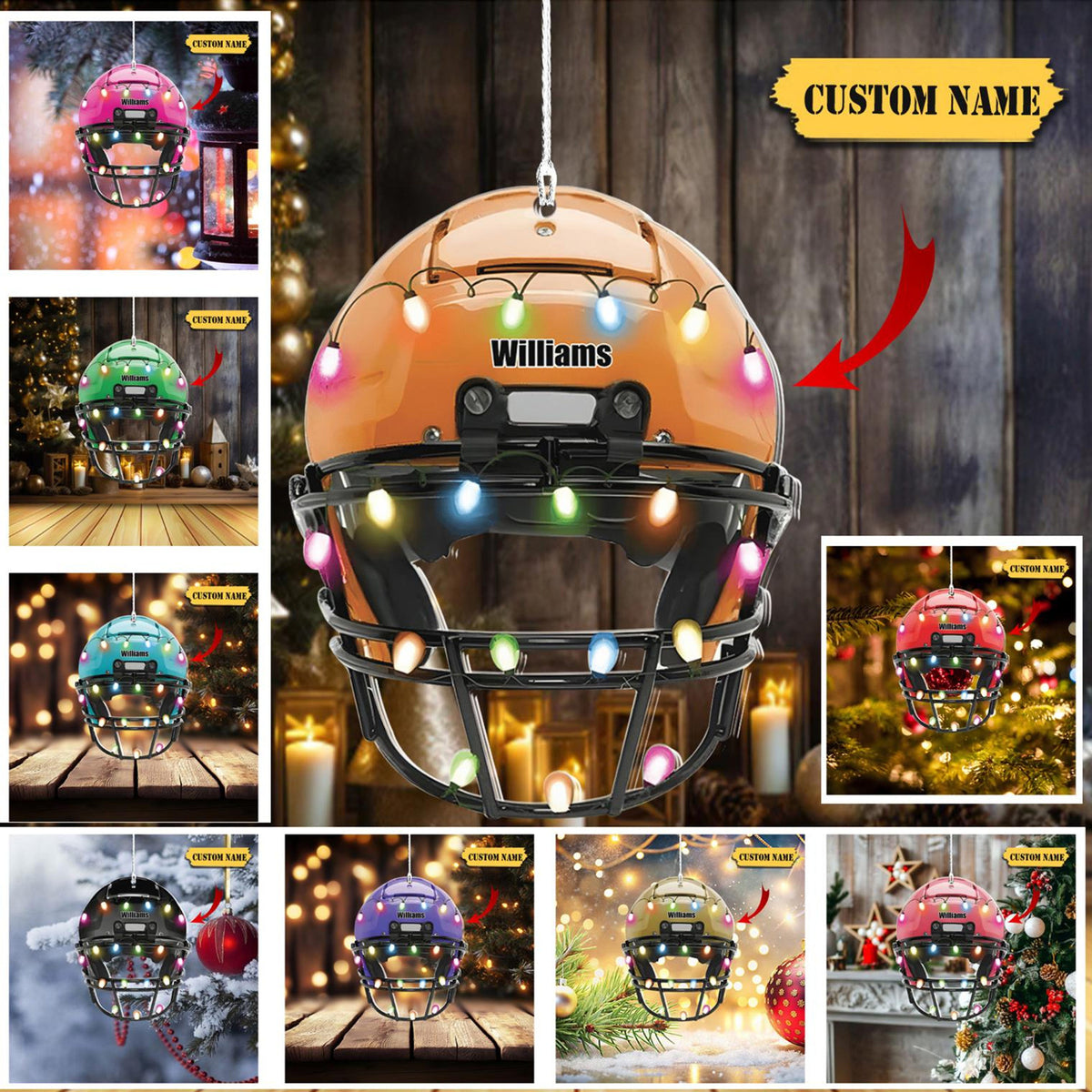 American Football Helmet - Personalized Christmas Acrylic Ornament 2D Acrylic - Christmas Gift For Football Lovers
