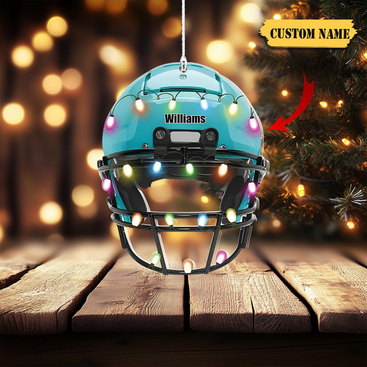 American Football Helmet - Personalized Christmas Acrylic Ornament 2D Acrylic - Christmas Gift For Football Lovers