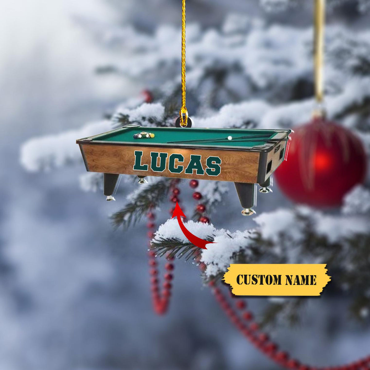 Personalized Name Billiards Ornament, Acrylic 2D Ornament, Christmas Gift For Billiards Player,Xmas Tree Decor, Billiards Christmas Ornament