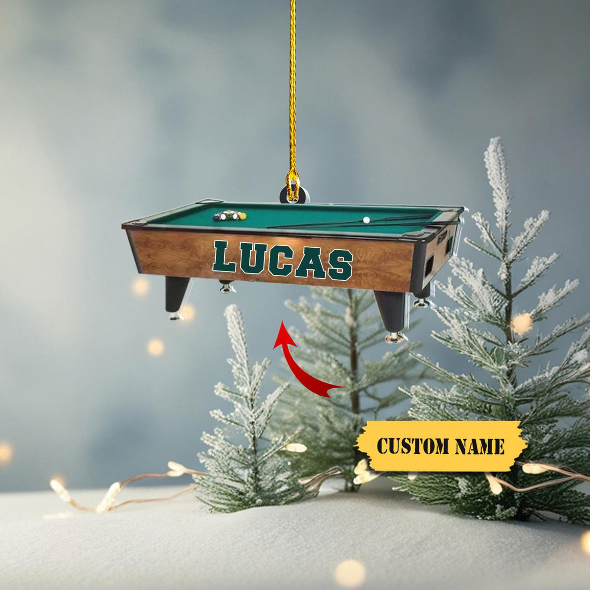 Personalized Name Billiards Ornament, Acrylic 2D Ornament, Christmas Gift For Billiards Player,Xmas Tree Decor, Billiards Christmas Ornament
