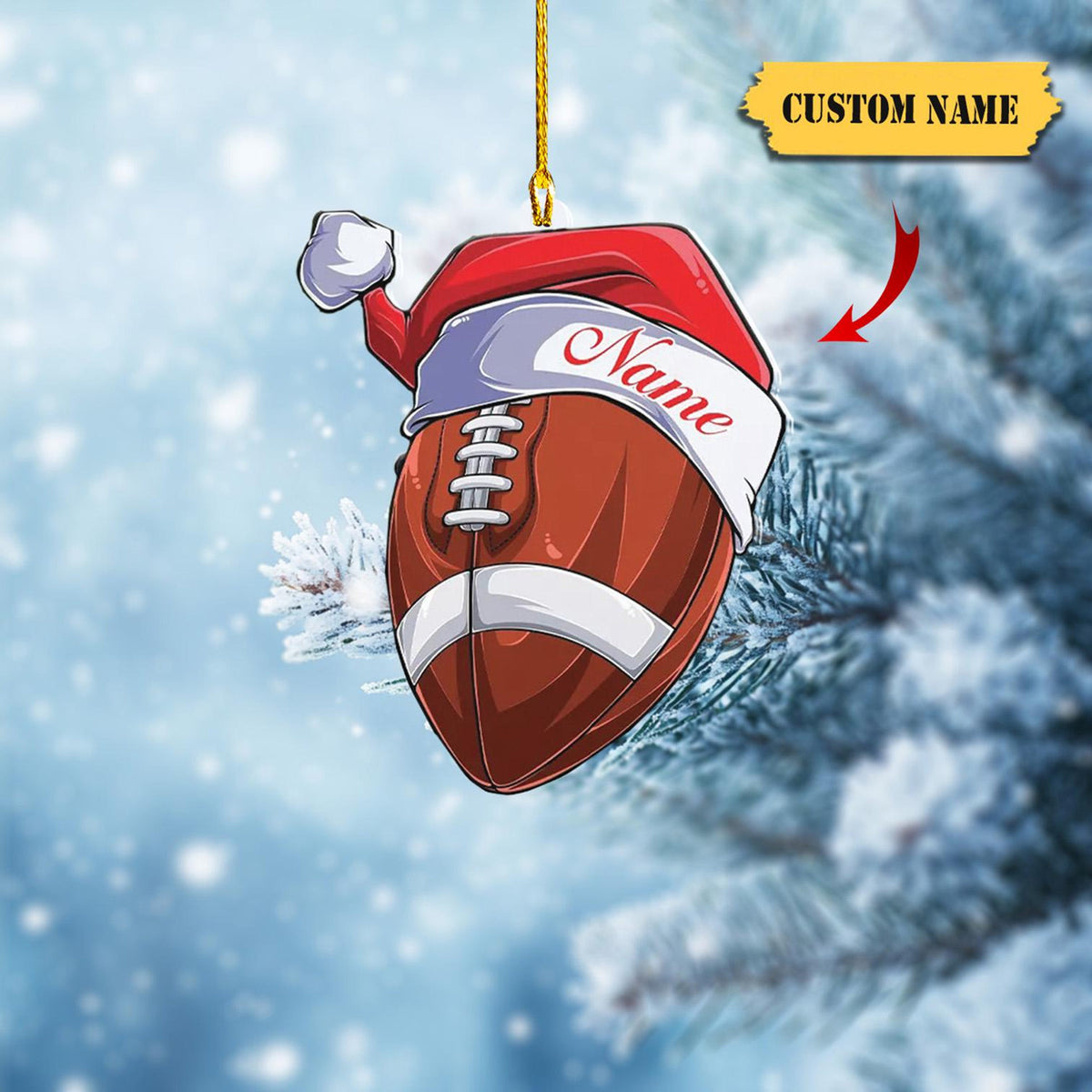 Personalized Football Helmet Ornament 2D Acrylic, American Football Christmas Ornament,  Football Helmet And Ball, Custom Name Ornament
