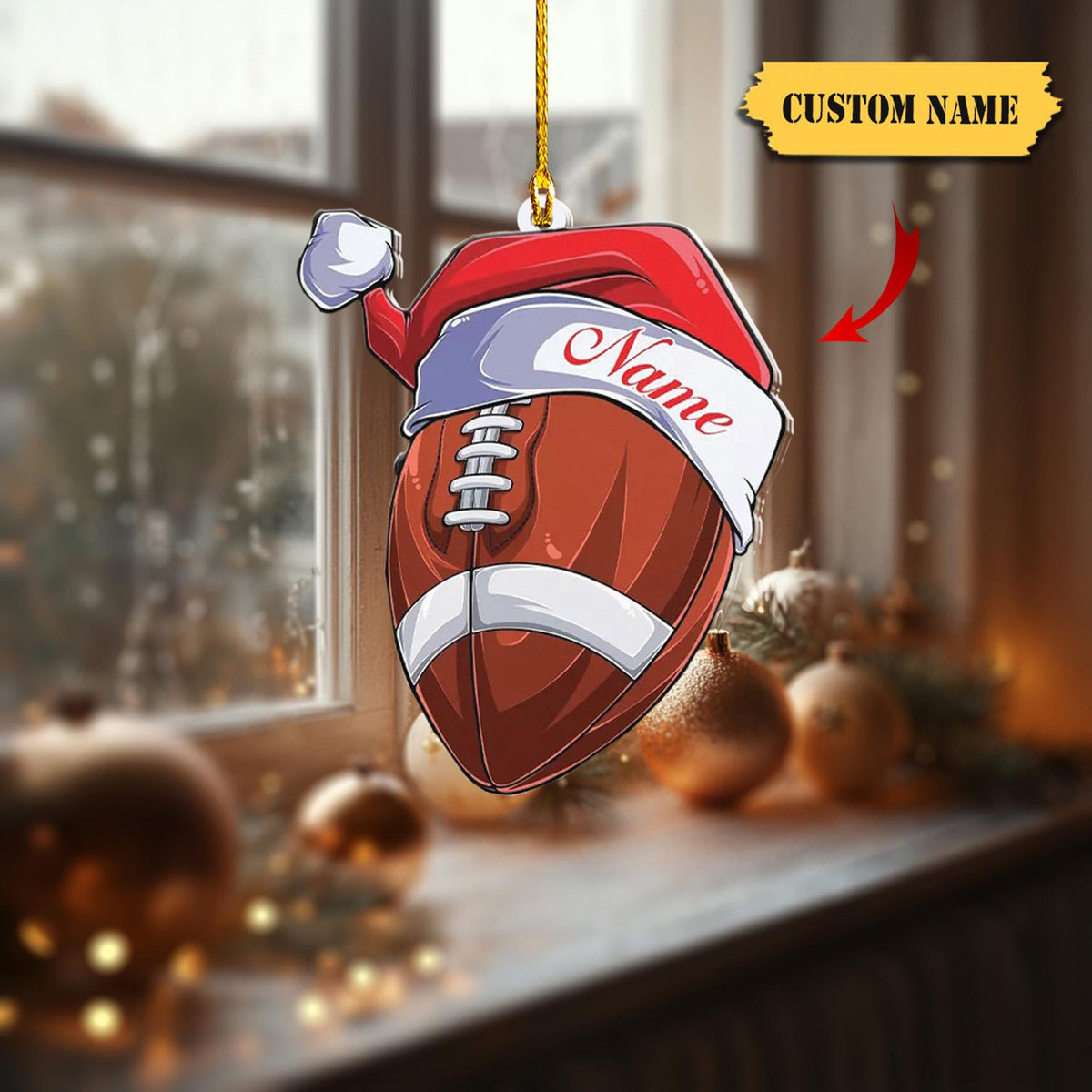 Personalized Football Helmet Ornament 2D Acrylic, American Football Christmas Ornament,  Football Helmet And Ball, Custom Name Ornament