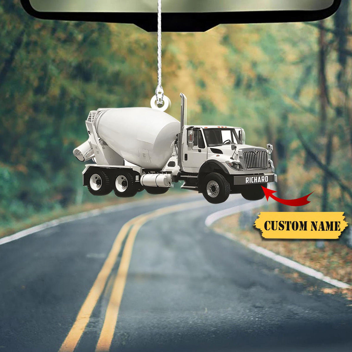 Concrete Mixer Truck Personalized Flat Ornaments Acrylic, Concrete Mixing Transport Truck, Flat 2D Mixer Truck Ornament, Christmas Gift