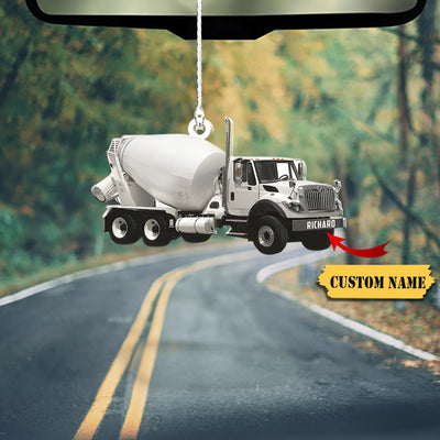 Concrete Mixer Truck Personalized Flat Ornaments Acrylic, Concrete Mixing Transport Truck, Flat 2D Mixer Truck Ornament, Christmas Gift
