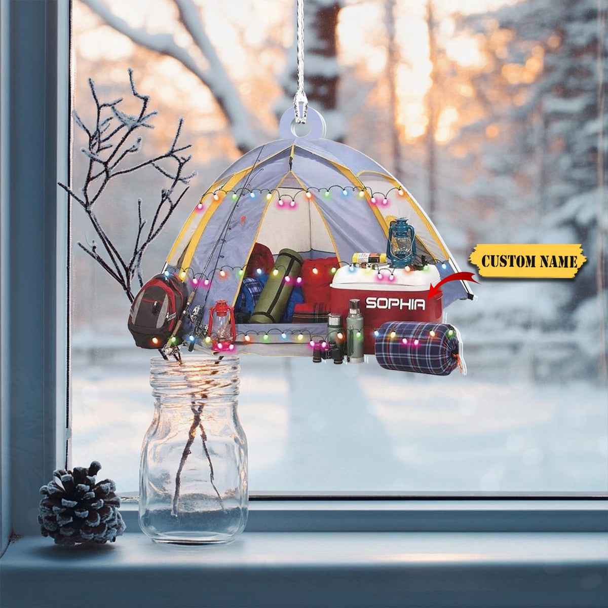 Personalized Camping Christmas Ornament 2D, Custom Happy Camper Ornament, Gone Camp, Camping Flat 2D Ornament, Happy Camper Key Chain