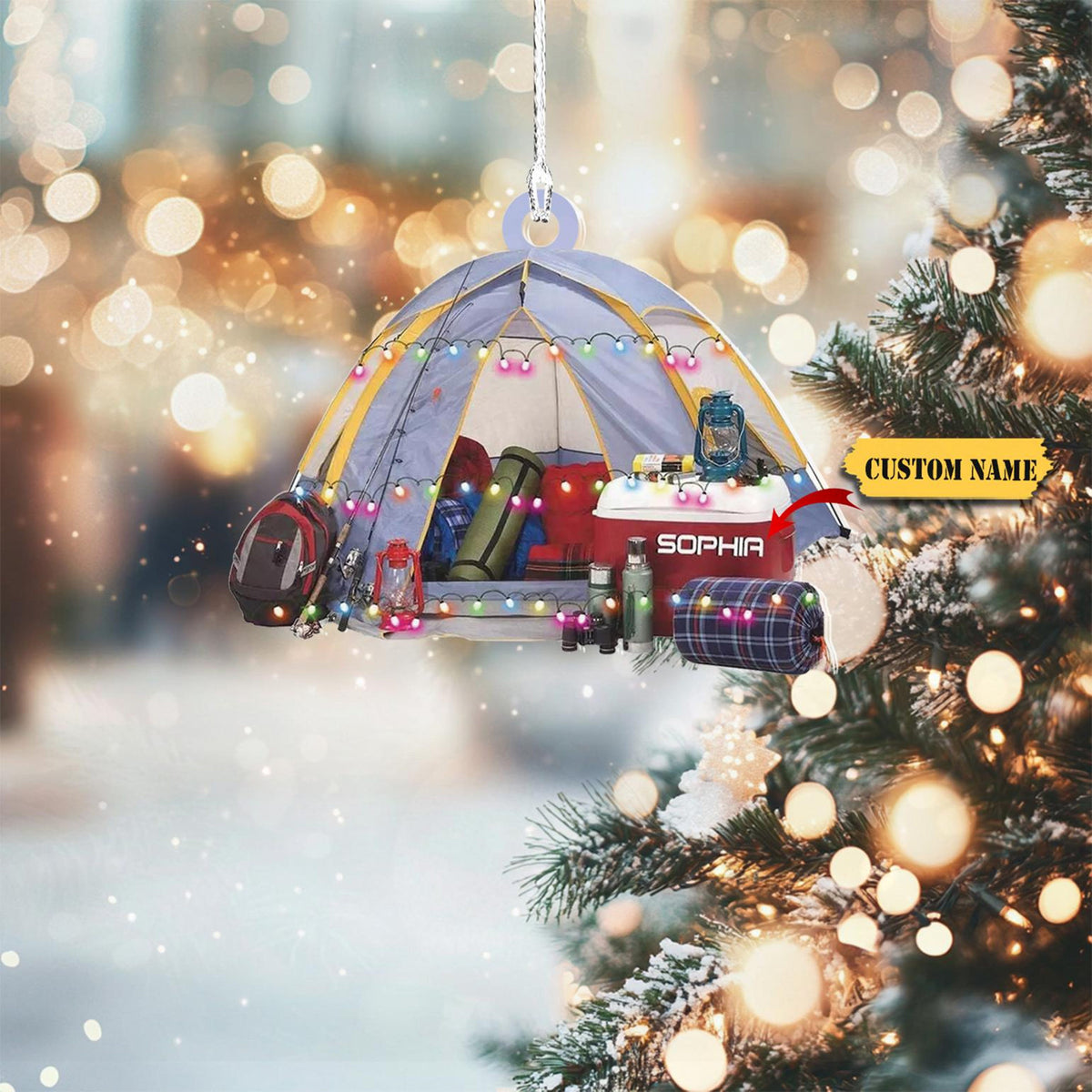 Personalized Camping Christmas Ornament 2D, Custom Happy Camper Ornament, Gone Camp, Camping Flat 2D Ornament, Happy Camper Key Chain