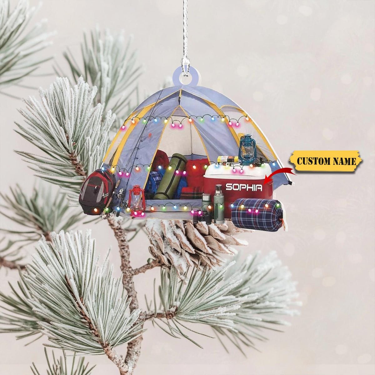 Personalized Camping Christmas Ornament 2D, Custom Happy Camper Ornament, Gone Camp, Camping Flat 2D Ornament, Happy Camper Key Chain