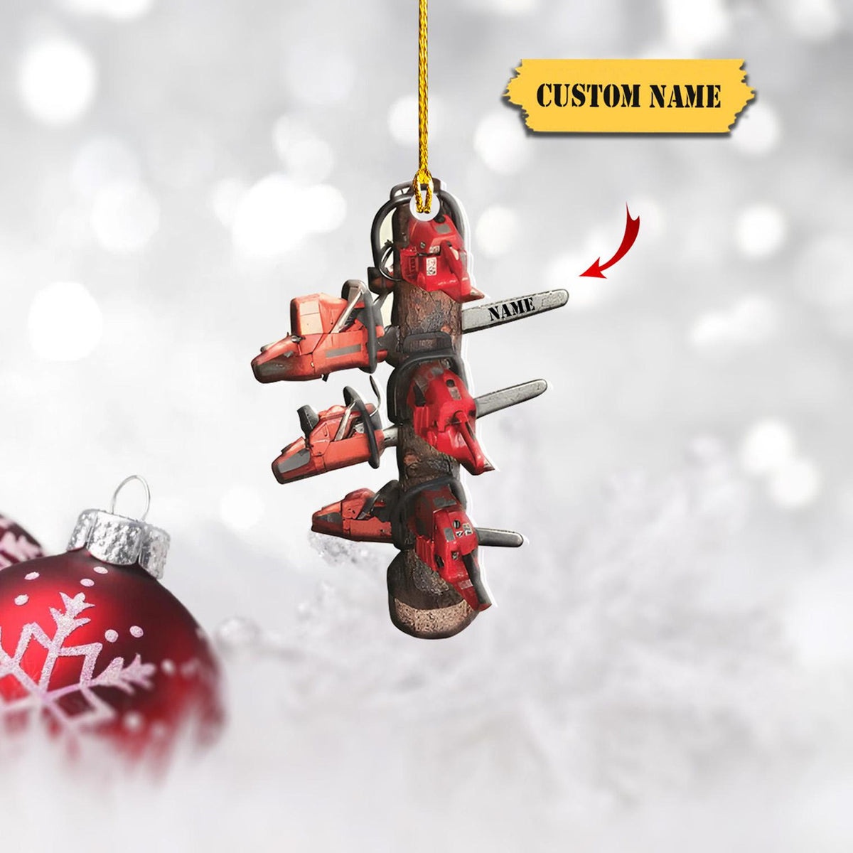 Arborist Supplies Ornament 2D Acrylic, Chainsaws On Shelf,  Christmas Ornament, Christmas Ornament, Arborist Christmas Ornament