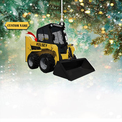Personalized Skid Steer Loader 2D Flat Ornament, Custom Name Christmas Ornament Acrylic, Truck Car Ornament Keepsake Gift, Trucker Gift