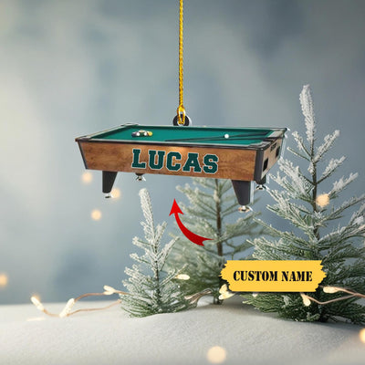 Personalized Name Billiards Ornament, Acrylic 2D Ornament, Christmas Gift For Billiards Player,Xmas Tree Decor, Billiards Christmas Ornament