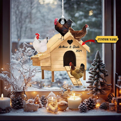Personalized Chicken Coop Ornament 2D,Christmas Chicken Ornament, Chicken Farm Ornament, Farm Chicken Christmas Ornament, Farmhouse Ornament