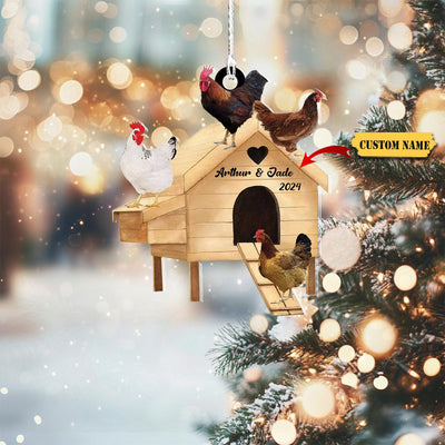 Personalized Chicken Coop Ornament 2D,Christmas Chicken Ornament, Chicken Farm Ornament, Farm Chicken Christmas Ornament, Farmhouse Ornament