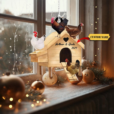 Personalized Chicken Coop Ornament 2D,Christmas Chicken Ornament, Chicken Farm Ornament, Farm Chicken Christmas Ornament, Farmhouse Ornament