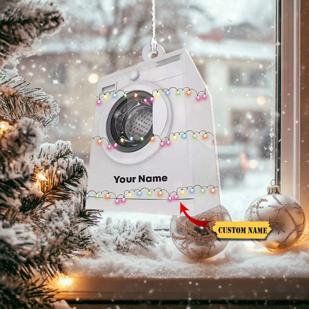 Washing Machine Lights Tree Hanging Christmas Ornament, Xmas Ornament Decor, Gifts For Family, Gifts For Christmas, Xmas Ornament  Ornament Christmas Gift