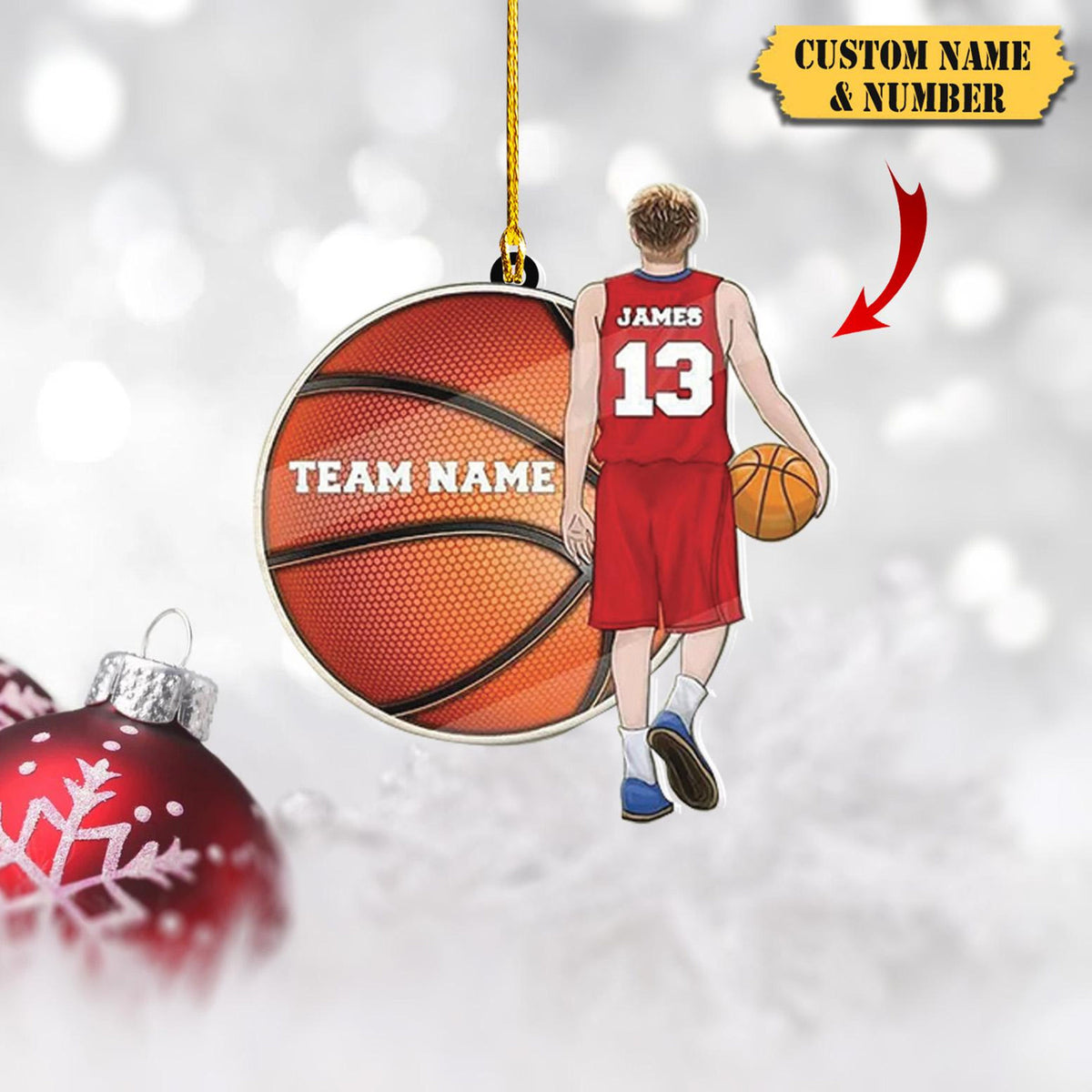 Custom Basketball Son Christmas Ornament Acrylic Personalized Basketball Sports Lover, Personalized Basketball, 2D Ornament Christmas Gift