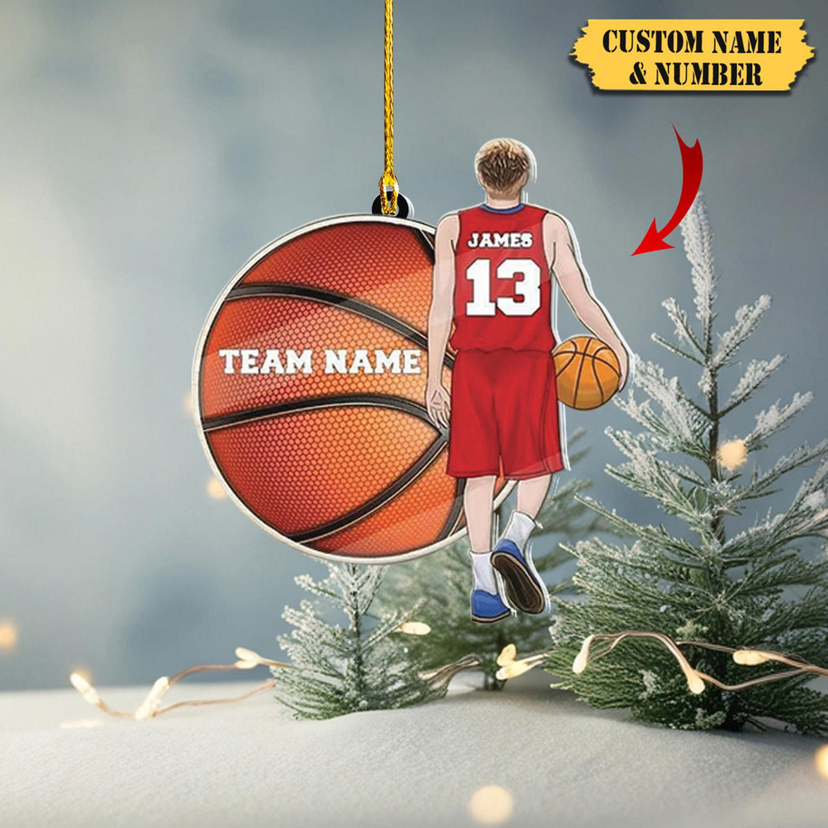 Custom Basketball Son Christmas Ornament Acrylic Personalized Basketball Sports Lover, Personalized Basketball, 2D Ornament Christmas Gift
