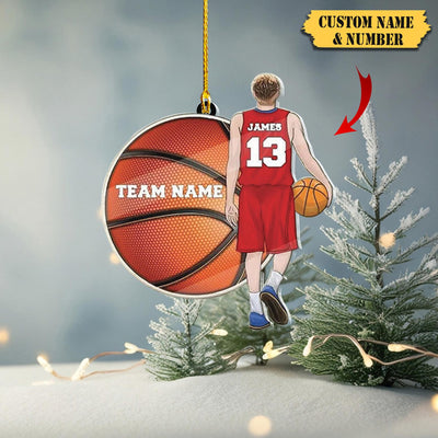 Custom Basketball Son Christmas Ornament Acrylic Personalized Basketball Sports Lover, Personalized Basketball, 2D Ornament Christmas Gift