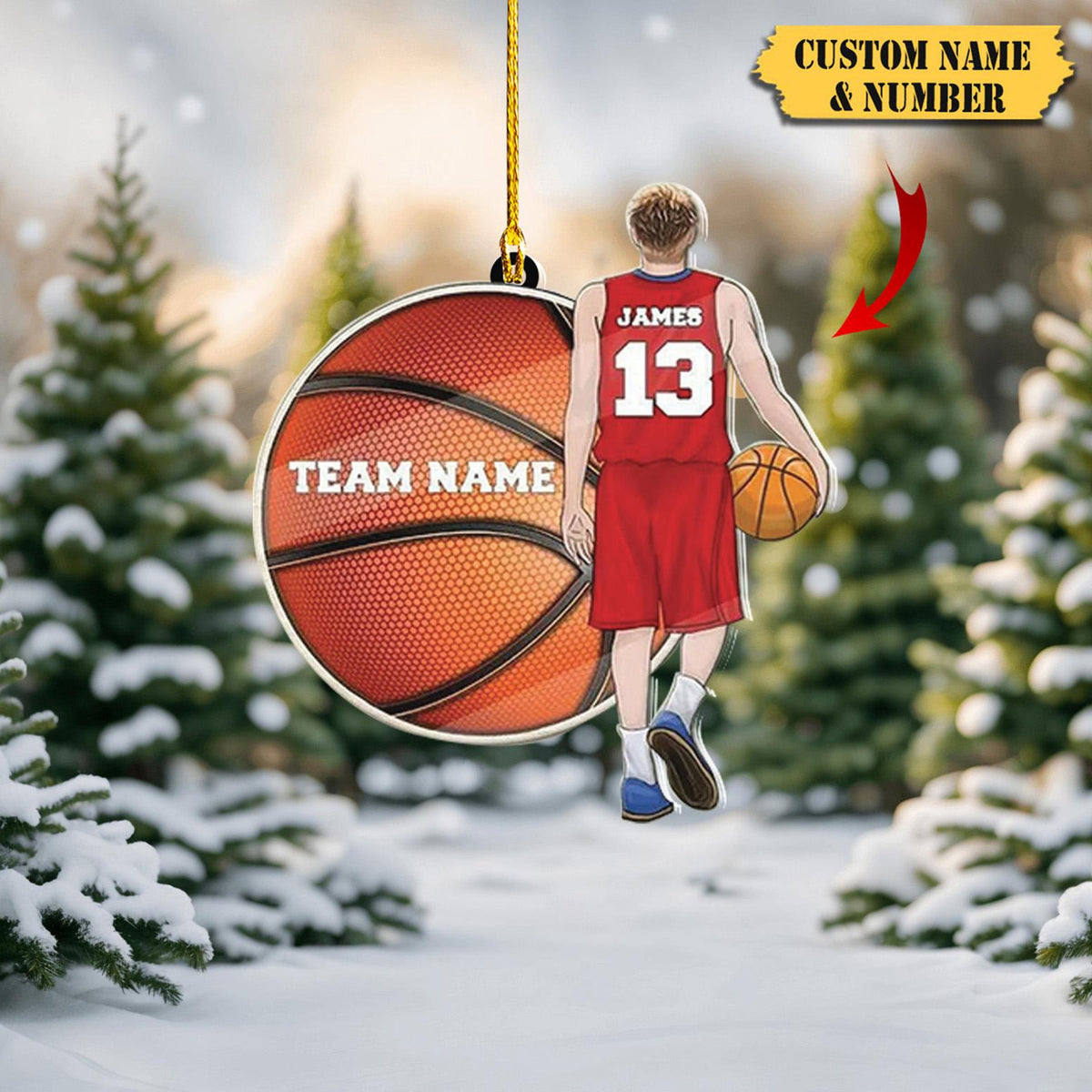 Custom Basketball Son Christmas Ornament Acrylic Personalized Basketball Sports Lover, Personalized Basketball, 2D Ornament Christmas Gift