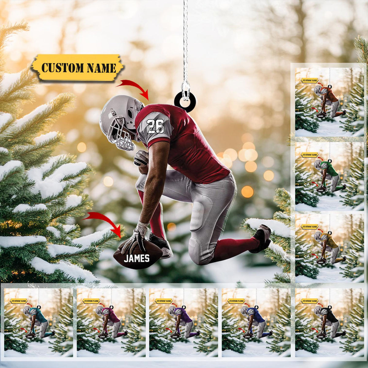 Personalized Football Ornaments 2023, Customized American Football Christmas Ornament, Football Ornament Christmas Tree2D Ornament Christmas Gift