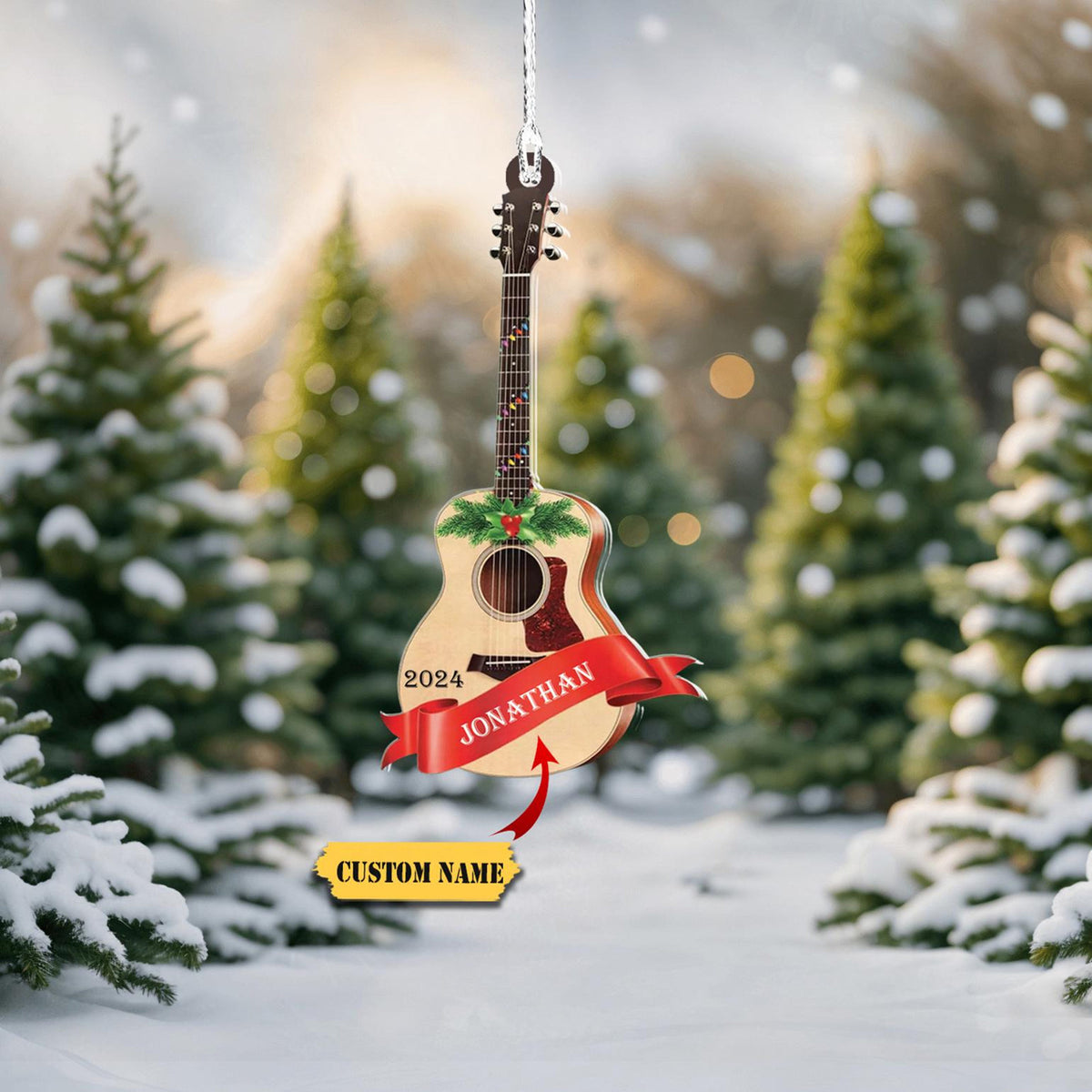 Acoustic Guitar Ornament, Personalized Guitar Christmas Ornaments, Custom Guitar, Custom Guitar, Gift For Christmas.2D Ornament Christmas Gift