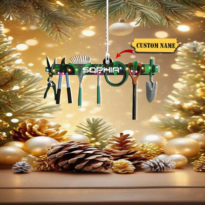 Personalized Gardening Christmas Ornament 2D, Custom Gardening Girl Carry Bag Ornament 2D , Christmas Gift For Farmer , Custom Name Ornament