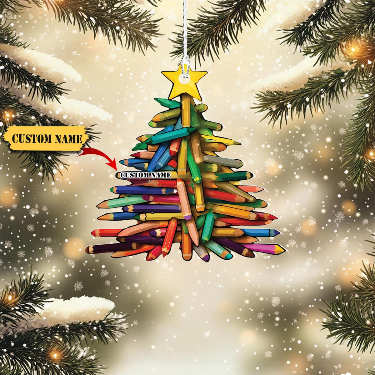 Pencil Christmas Tree Acrylic Ornament, Teacher Christmas Ornament,Student Christmas Gift,Christmas Gifts, Christmas Tree 2024, Kindergarten2D Ornament Christmas Gift