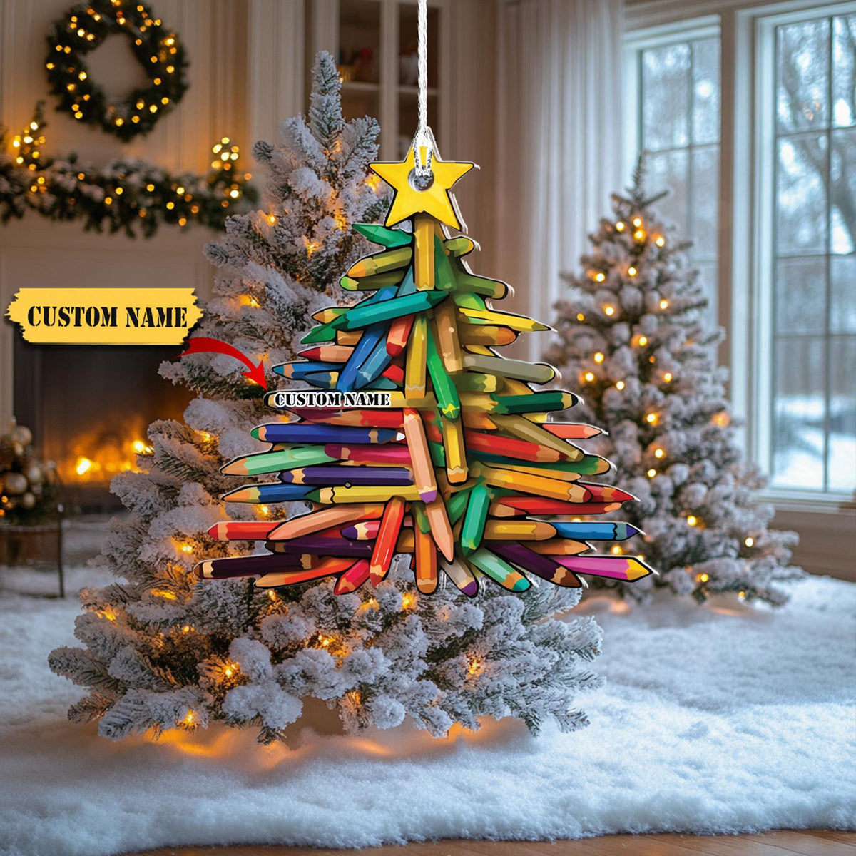 Pencil Christmas Tree Acrylic Ornament, Teacher Christmas Ornament,Student Christmas Gift,Christmas Gifts, Christmas Tree 2024, Kindergarten2D Ornament Christmas Gift