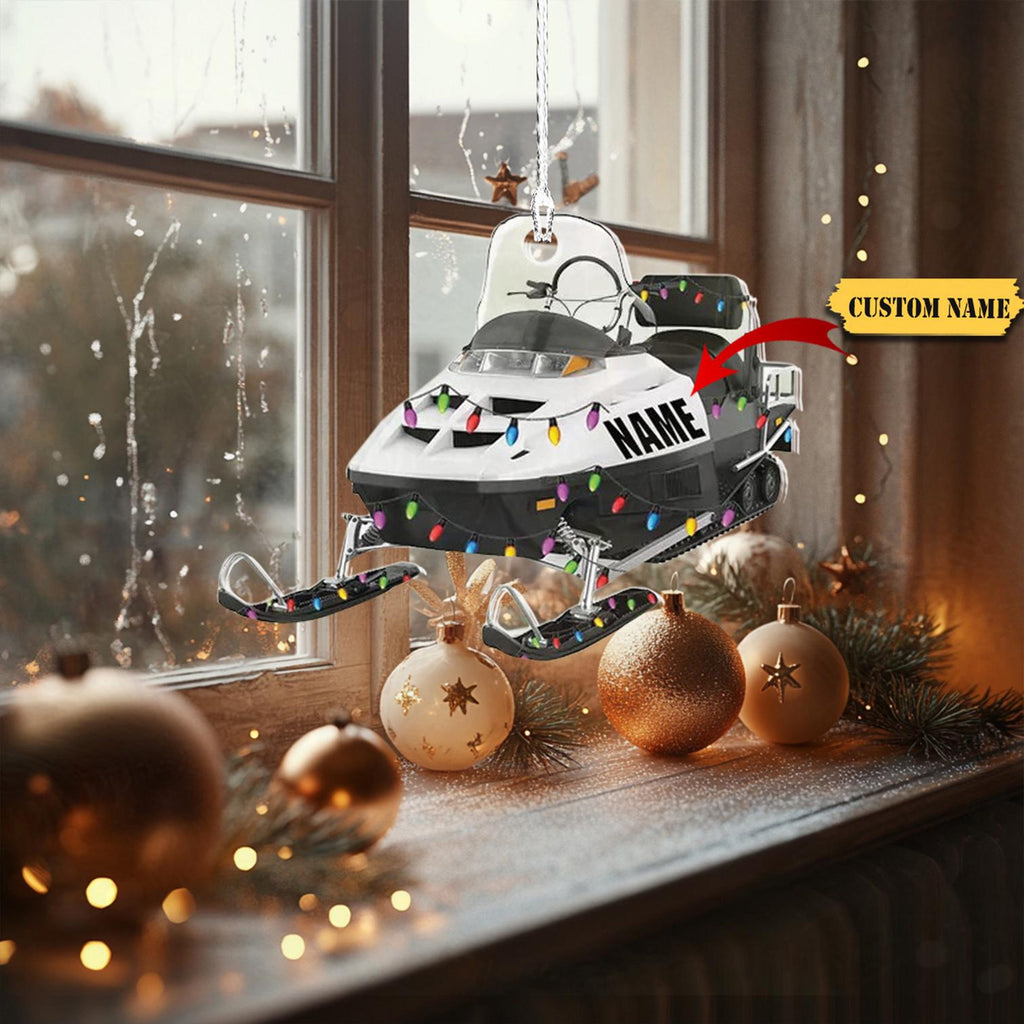 Snowmobile Rider Christmas Ornament 2D Acrylic Snowmobile Rider Ornament Gift, Lovers Snowmobile Rider Ornament