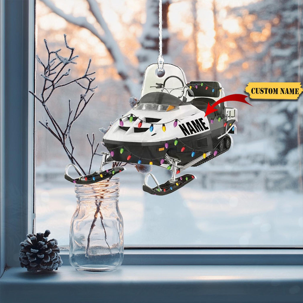 Snowmobile Rider Christmas Ornament 2D Acrylic Snowmobile Rider Ornament Gift, Lovers Snowmobile Rider Ornament