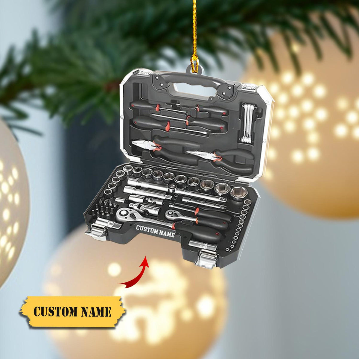 Personalized Mechanic Tools Set Ornament,  2D Flat Mechanic Ornament, Christmas Decor, Christmas Keepsake, Mechanic Repair Shop Decor