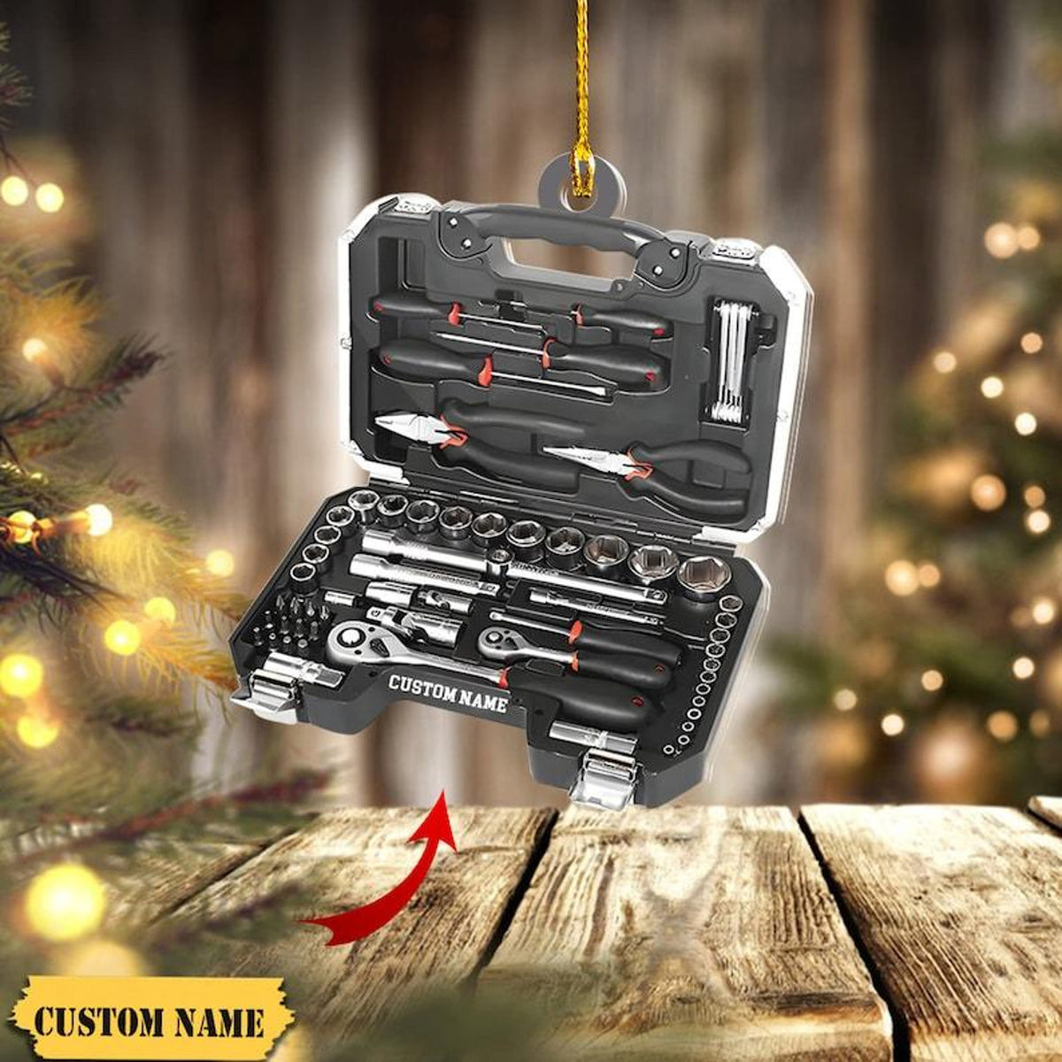 Personalized Mechanic Tools Set Ornament,  2D Flat Mechanic Ornament, Christmas Decor, Christmas Keepsake, Mechanic Repair Shop Decor