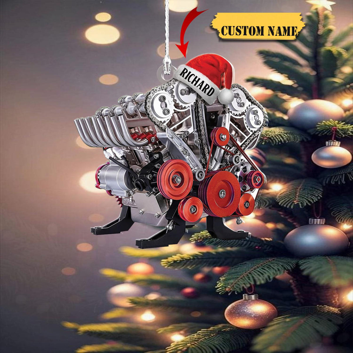 Personalized Drag Racing Engine Christmas Ornament 2D 2024, Hot Rod Engine Keepsake, Gift For Racing Lovers - Gift For Christmas.