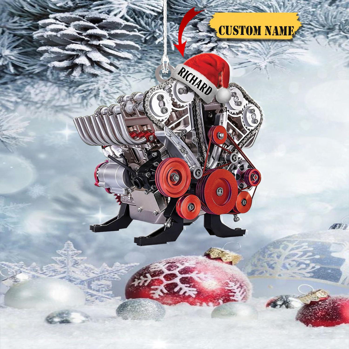 Personalized Drag Racing Engine Christmas Ornament 2D 2024, Hot Rod Engine Keepsake, Gift For Racing Lovers - Gift For Christmas.