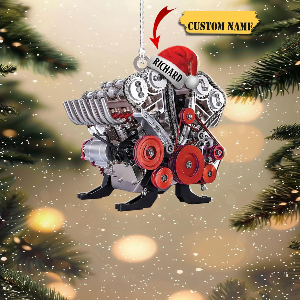 Personalized Drag Racing Engine Christmas Ornament 2D 2024, Hot Rod Engine Keepsake, Gift For Racing Lovers - Gift For Christmas.