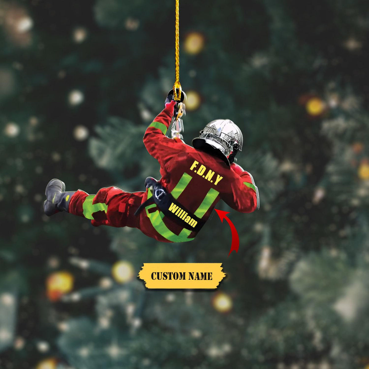 Personalized Firefighter Christmas Ornament, Firefighter Shape Acrylic Ornament, Christmas Gift For Firefighte, Christmas Firefighter Gifts