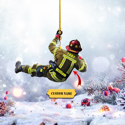 Personalized Firefighter Christmas Ornament, Firefighter Shape Acrylic Ornament, Christmas Gift For Firefighte, Christmas Firefighter Gifts