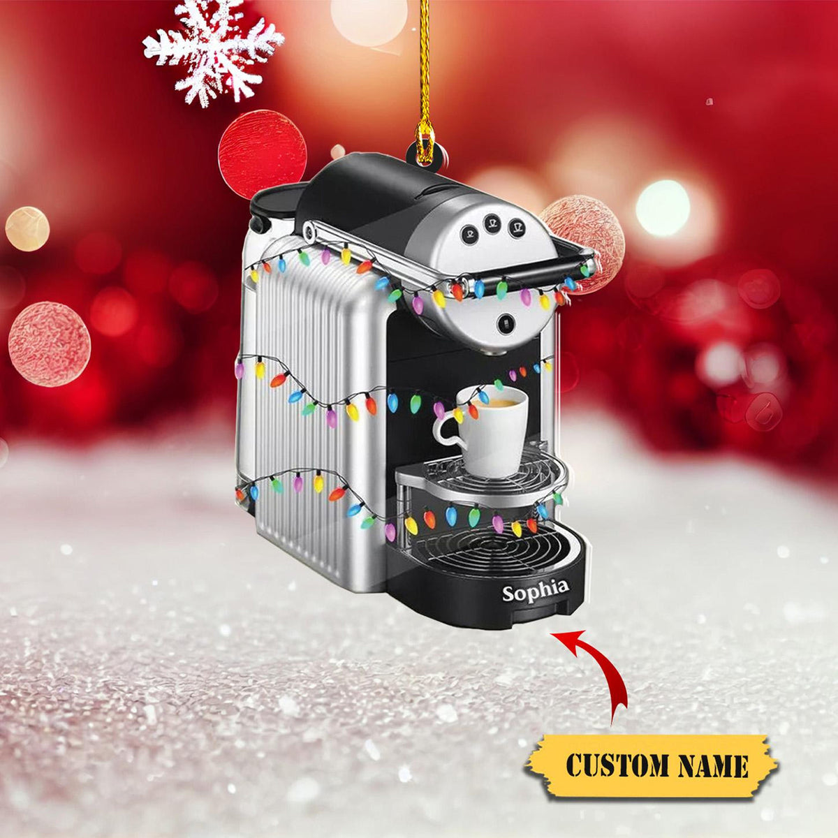 Personalized Coffee Machine Christmas Ornament 2024 Coffee Machine Keepsake, Coffee Ornament Flat 2D, Christmas Gift For Coffee Lovers.