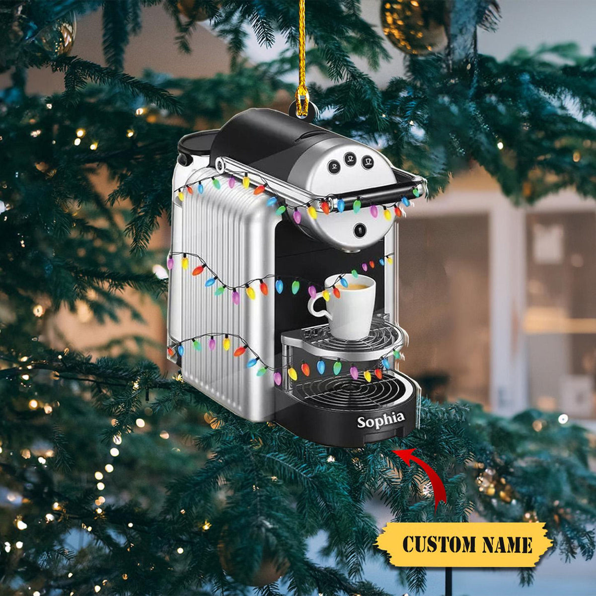 Personalized Coffee Machine Christmas Ornament 2024 Coffee Machine Keepsake, Coffee Ornament Flat 2D, Christmas Gift For Coffee Lovers.