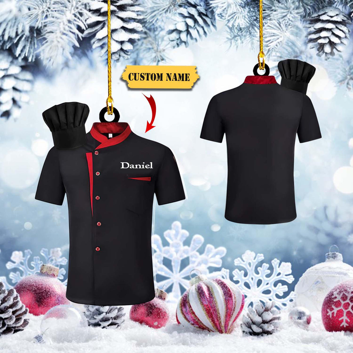 Personalized Name Master Chef Ornament, Chef Christmas Ornament, Chef Xmas Ornament, Cooking Lovers Ornament Gift, Gift For Christmas