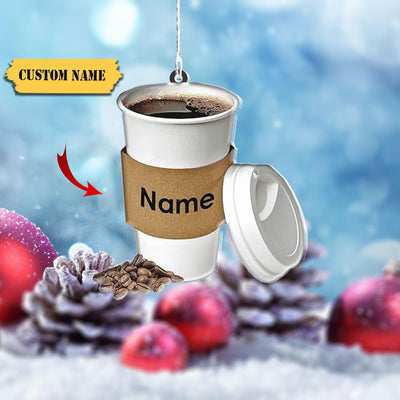 Coffee Cup Christmas Light Ornament Flat 2D, Coffee Christmas Tree Decor, Coffee Maker Tree Decor, Cute Tree Decor, Coffee Keychain